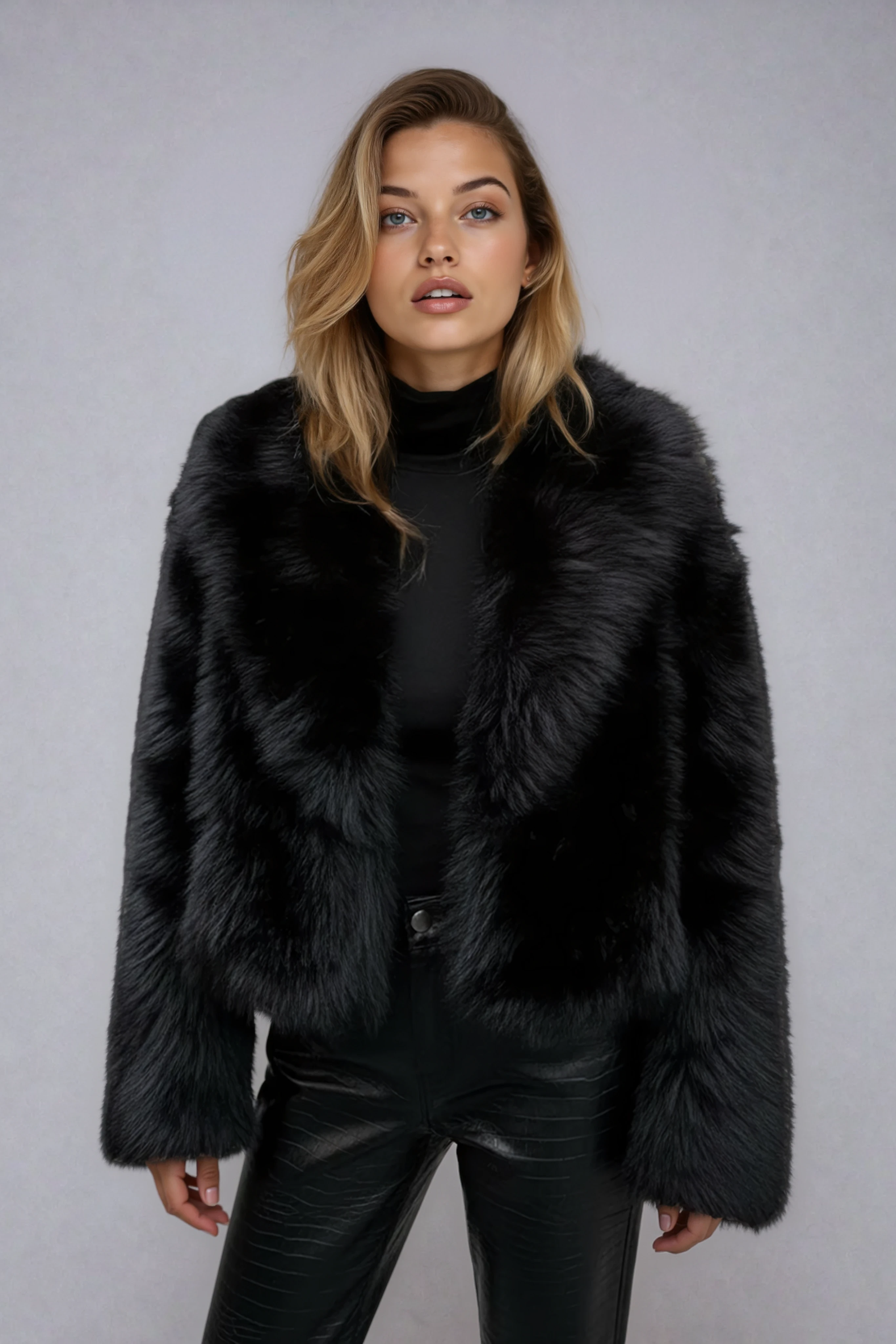 Veste en fausse fourrure femme courte et légère à doublure douce 5