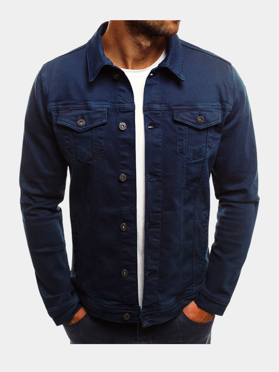 Veste en jean homme coupe slim à poches poitrine 8