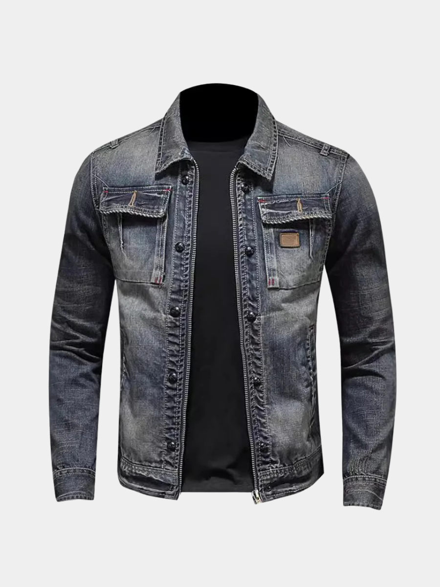 Veste en jean homme zippée à poches latérales 2