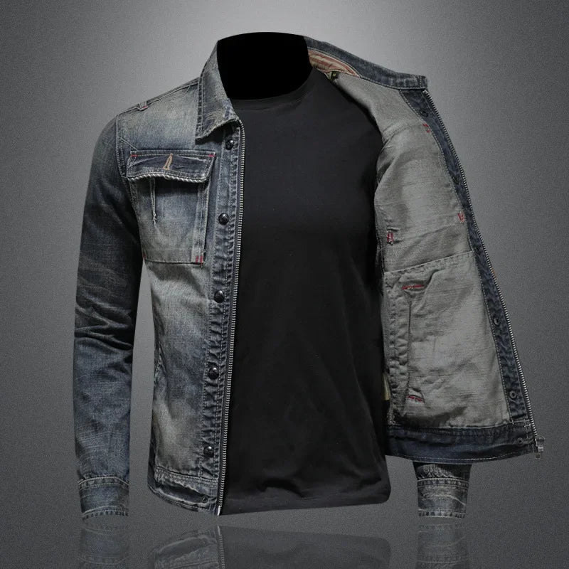 Veste en jean homme zippée à poches latérales 6