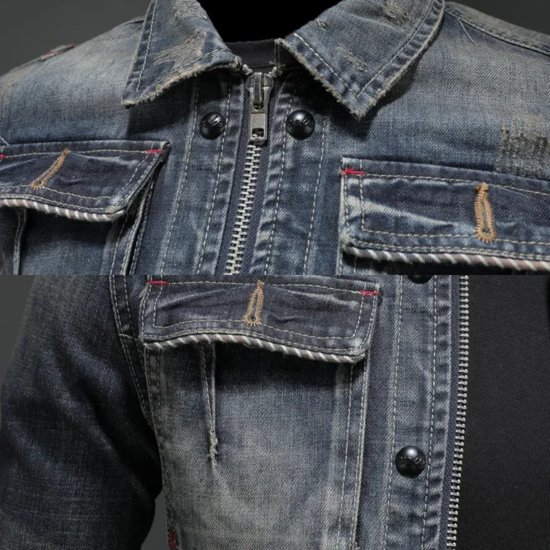 Veste en jean homme zippée à poches latérales 8