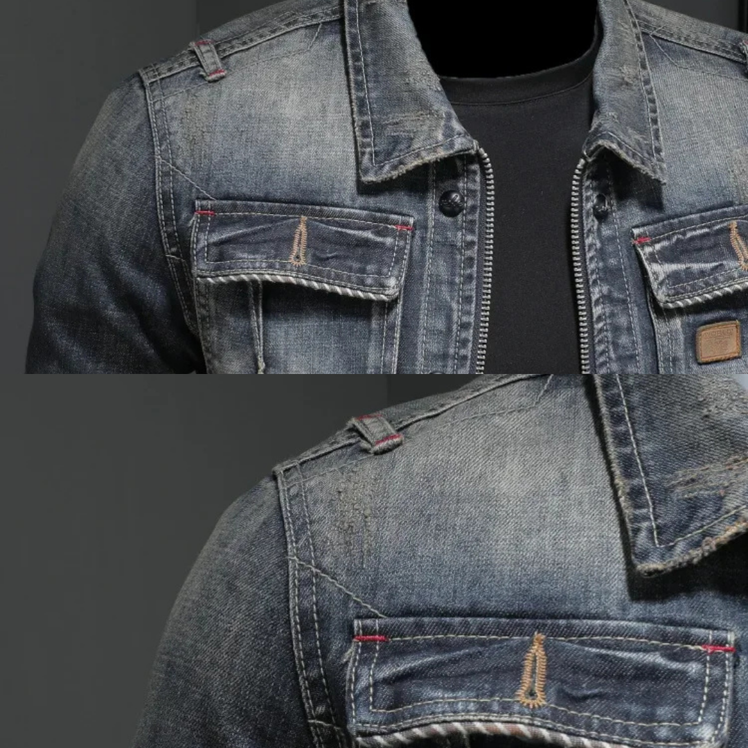 Veste en jean homme zippée à poches latérales 9