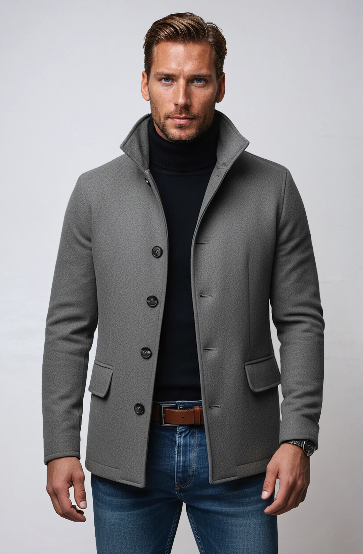 Veste en laine homme à col haut pour l'hiver 1