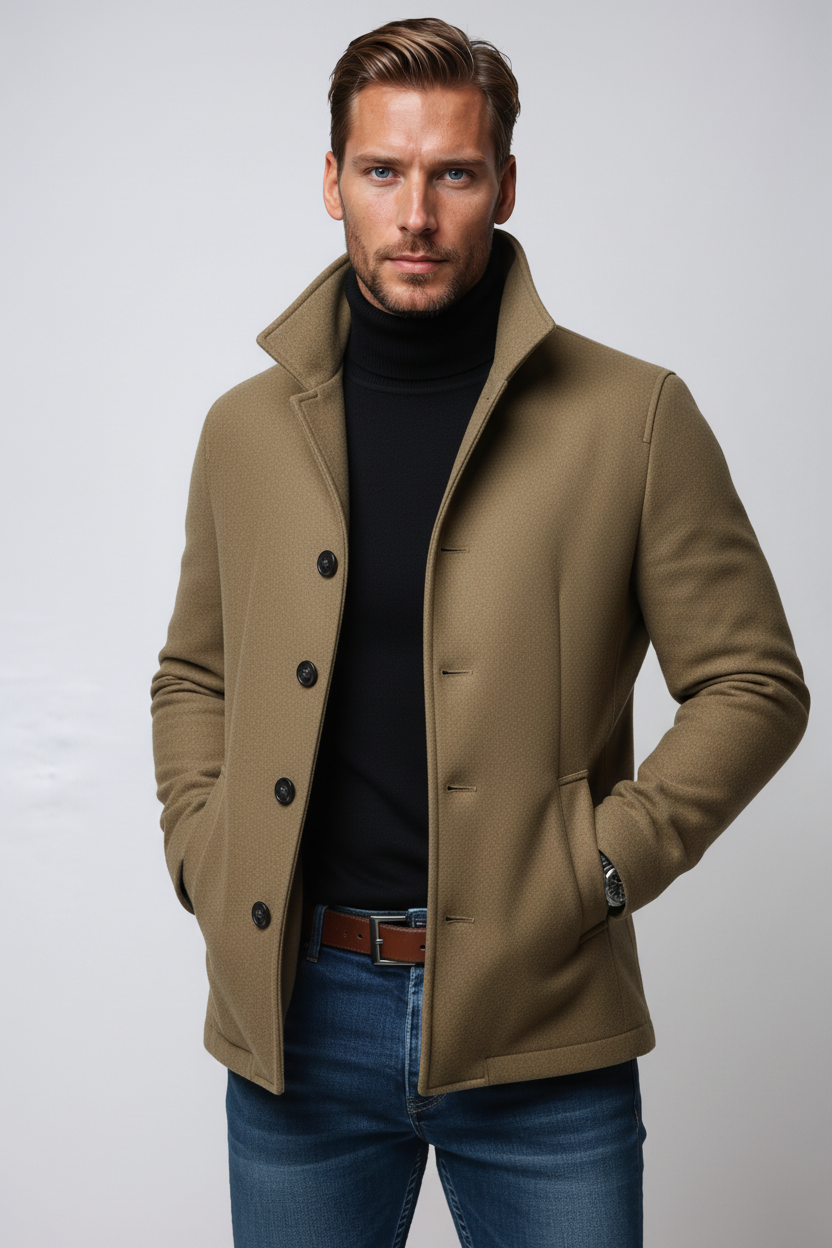 Veste en laine homme à col haut pour l'hiver 2