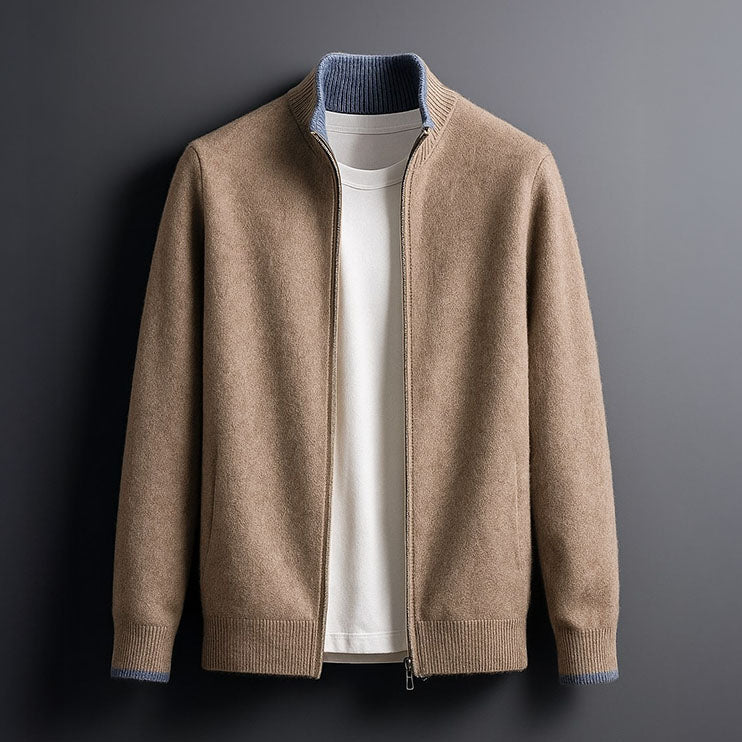 Veste en maille homme zippée à col montant 1