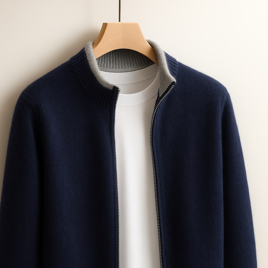 Veste en maille homme zippée à col montant 7