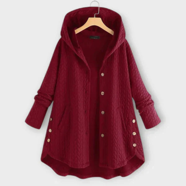 Veste femme à capuche boutonnée doublée et chaude pour l'hiver 3