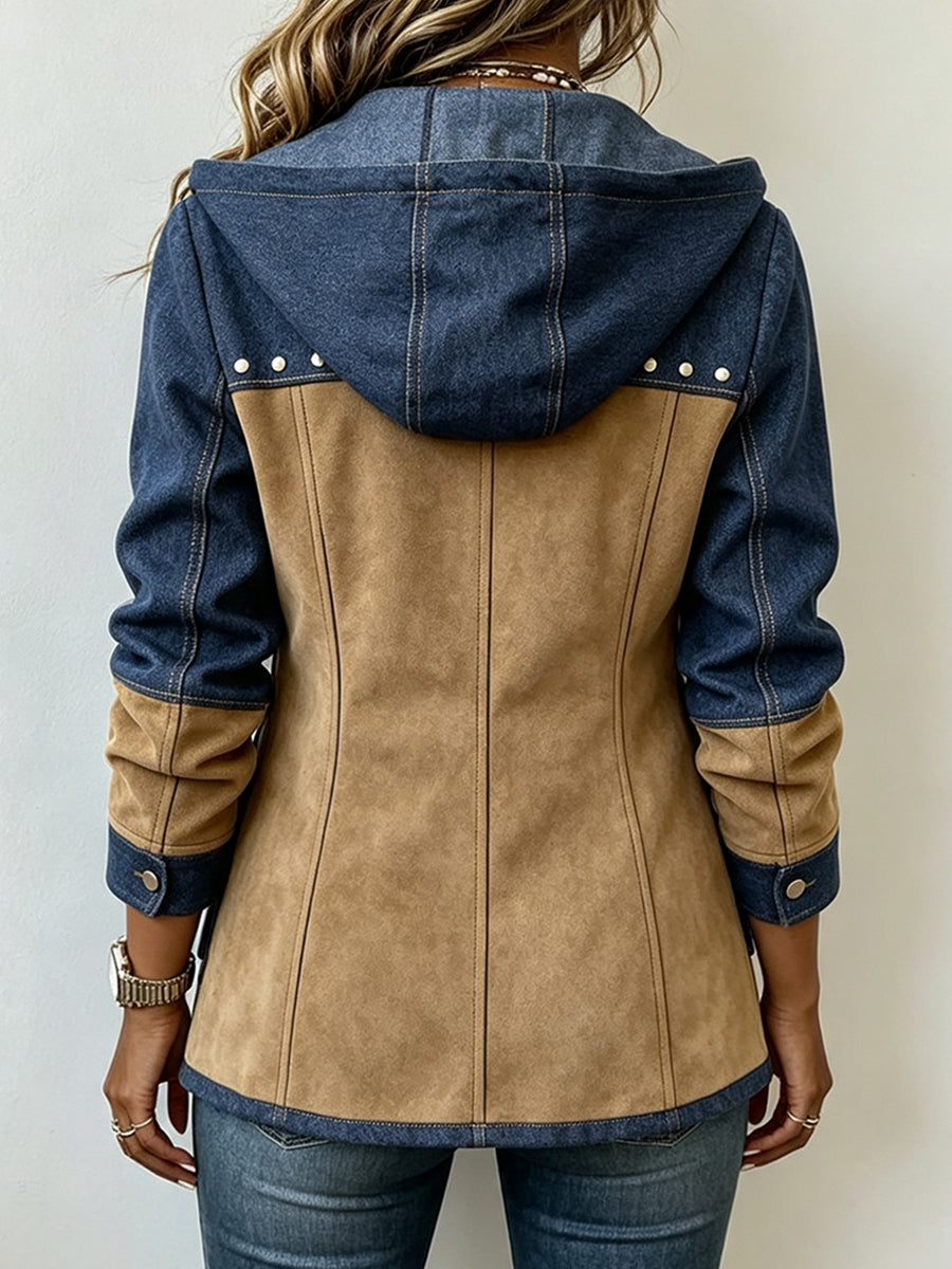 Veste femme à capuche zippée bicolore à poches 8