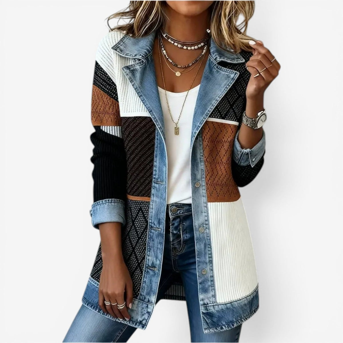 Veste femme en maille de coton coupe ample mi-saison 2