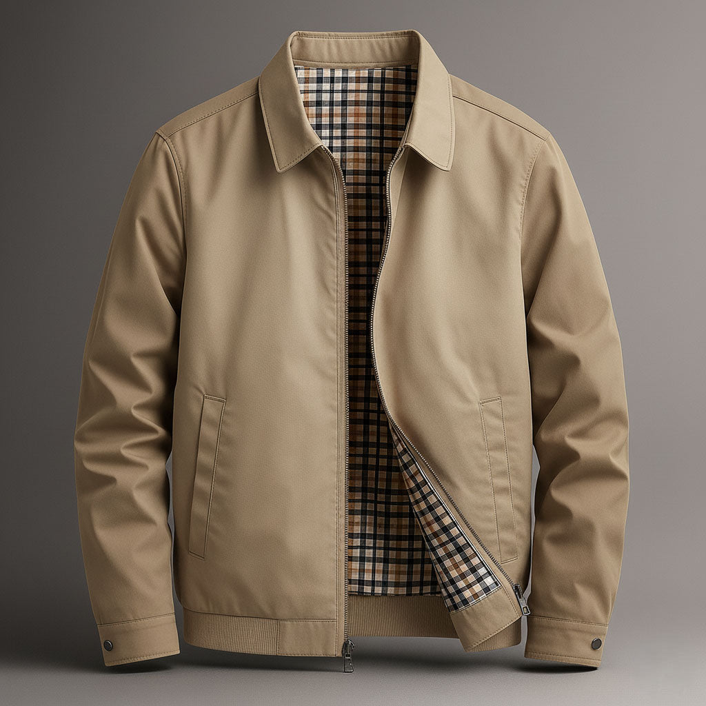 Veste harrington homme en coton zippée à col chemise 1
