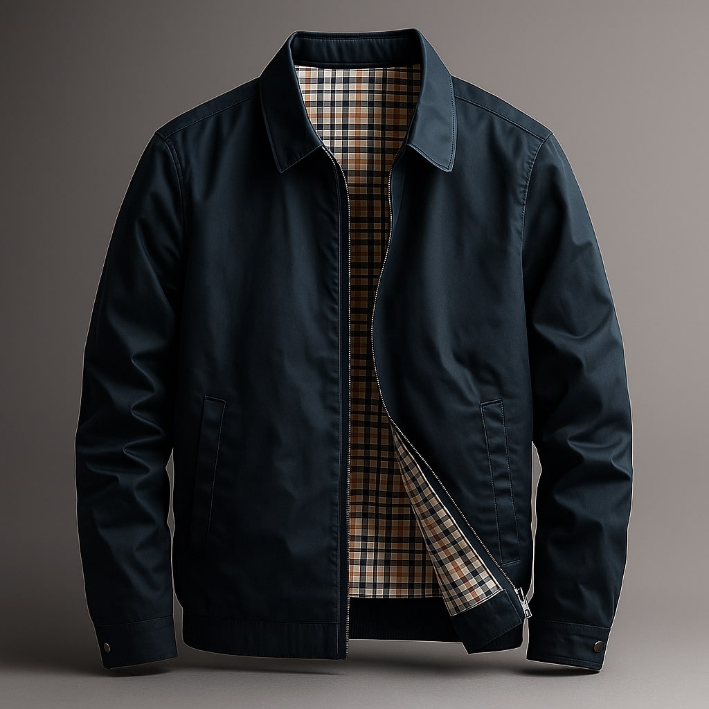 Veste harrington homme en coton zippée à col chemise 2