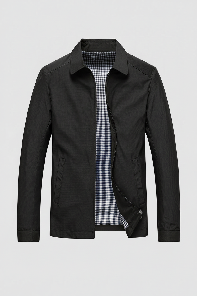 Veste Harrington homme légère zippée à col chemise et doublure vichy 2
