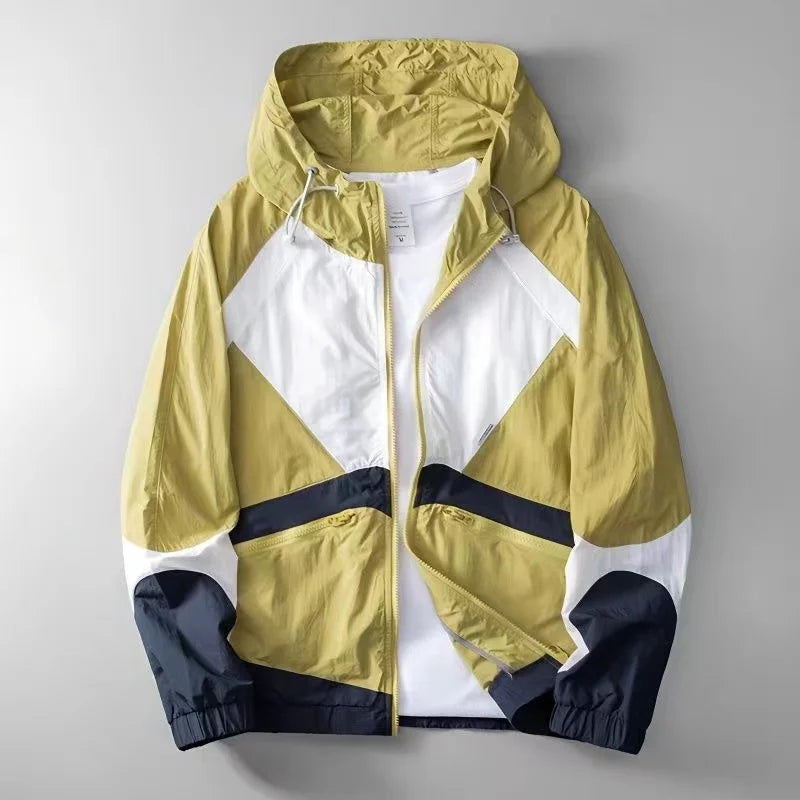 Veste homme déperlante à capuche en nylon 1