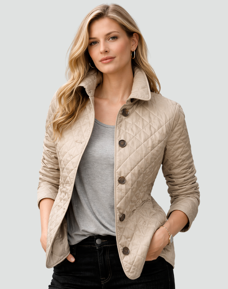 Veste matelassée femme boutonnée à col chemise et poches 3