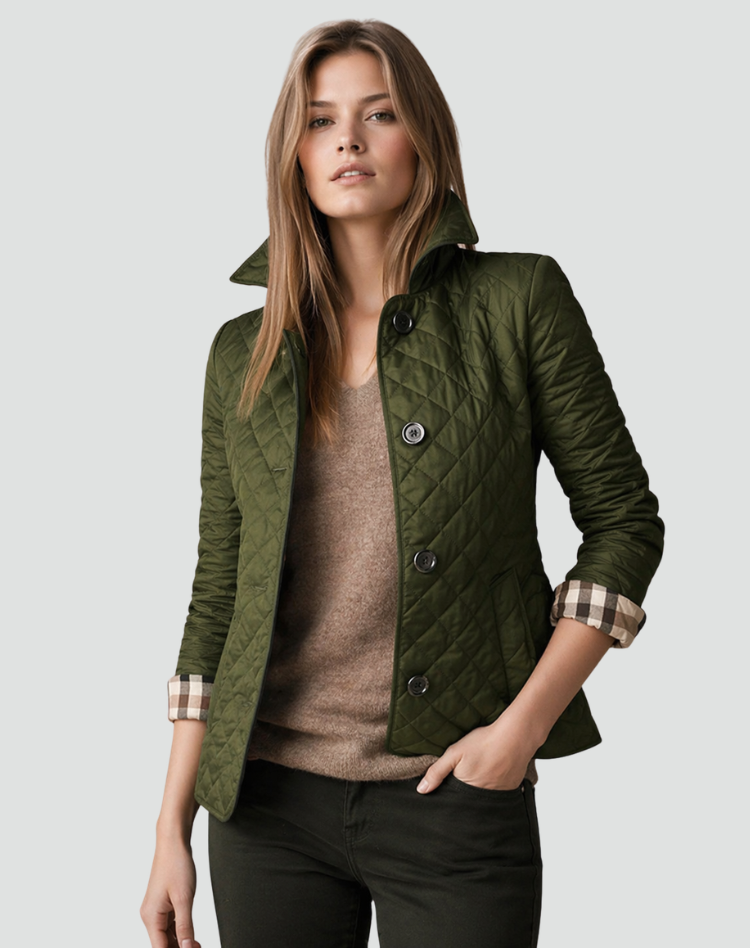 Veste matelassée femme boutonnée à col chemise et poches 7