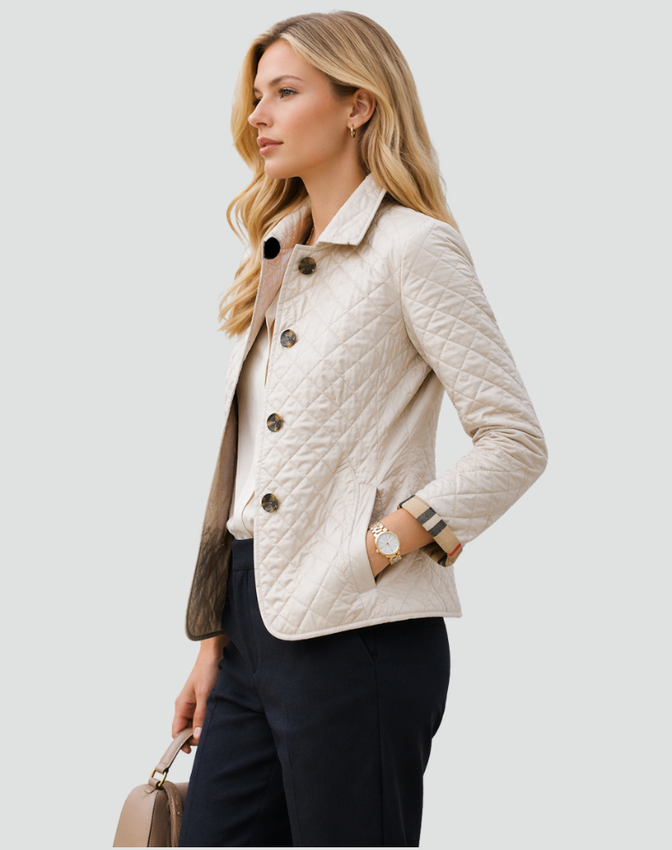 Veste matelassée femme boutonnée à col chemise et poches 8