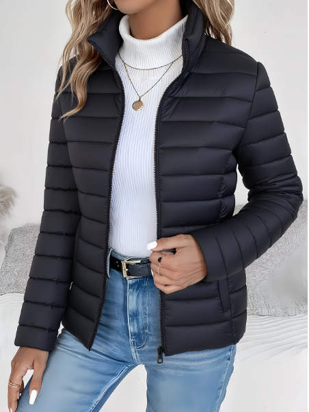 Veste mi-saison femme à col montant coupe structurée 2