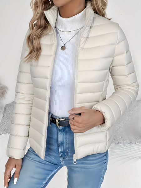 Veste mi-saison femme à col montant coupe structurée 5