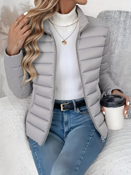 Veste mi-saison femme à col montant coupe structurée 6