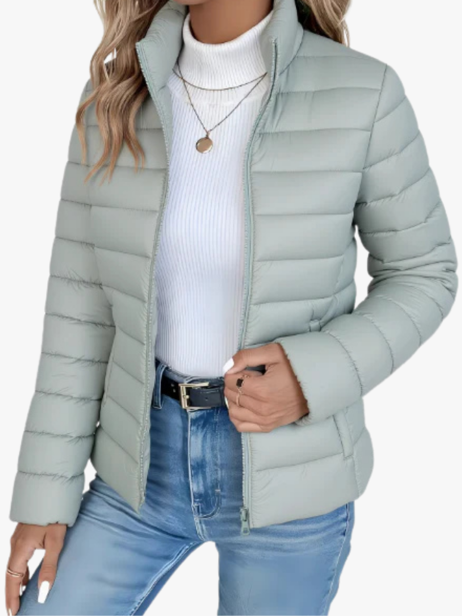Veste mi-saison femme à col montant coupe structurée 7