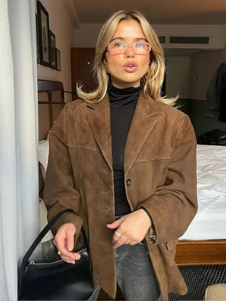 Veste mi-saison femme aspect daim en polyester intemporelle 1