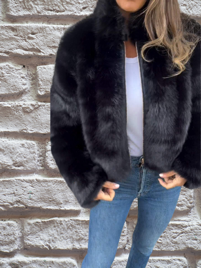 Veste mi-saison femme chaude à col montant et fermeture zippée 2