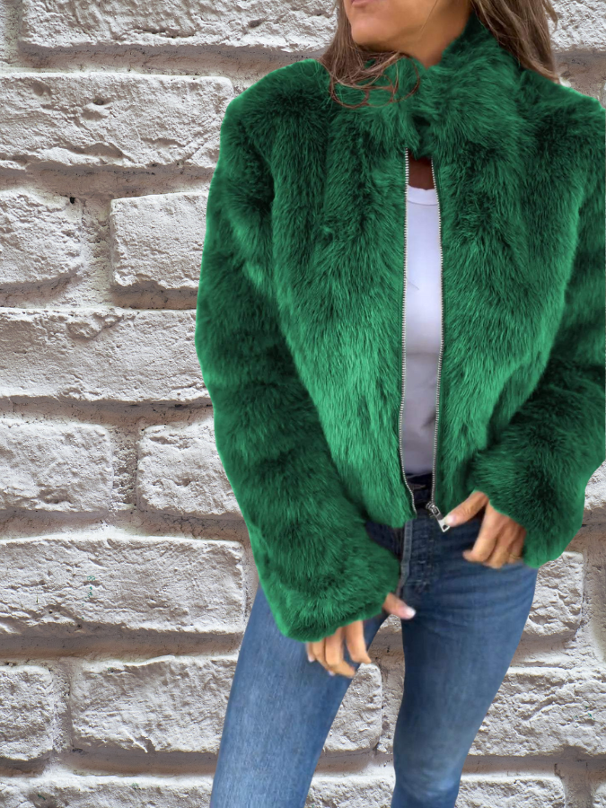 Veste mi-saison femme chaude à col montant et fermeture zippée 3