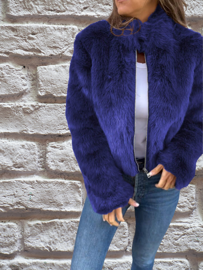 Veste mi-saison femme chaude à col montant et fermeture zippée 5