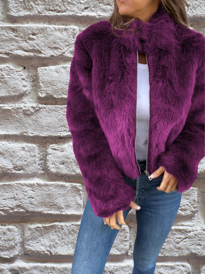 Veste mi-saison femme chaude à col montant et fermeture zippée 6