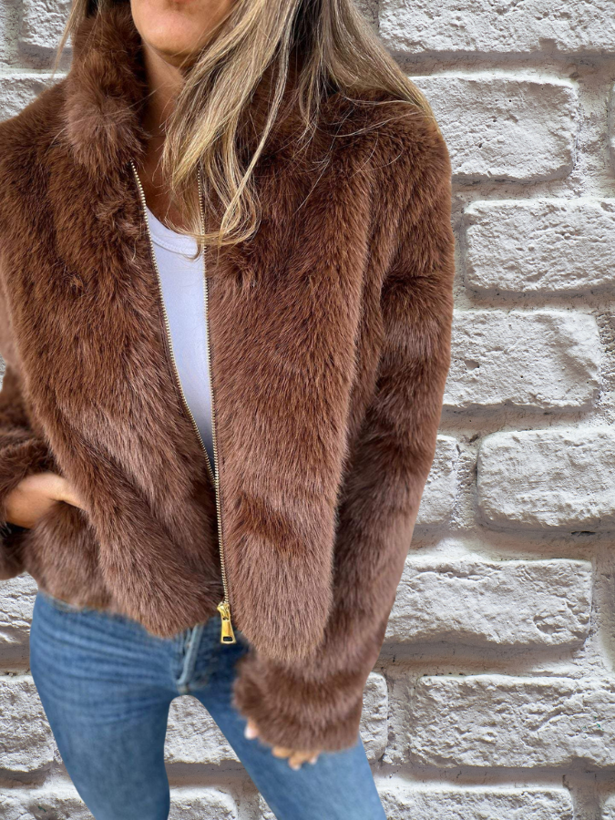 Veste mi-saison femme chaude à col montant et fermeture zippée 8
