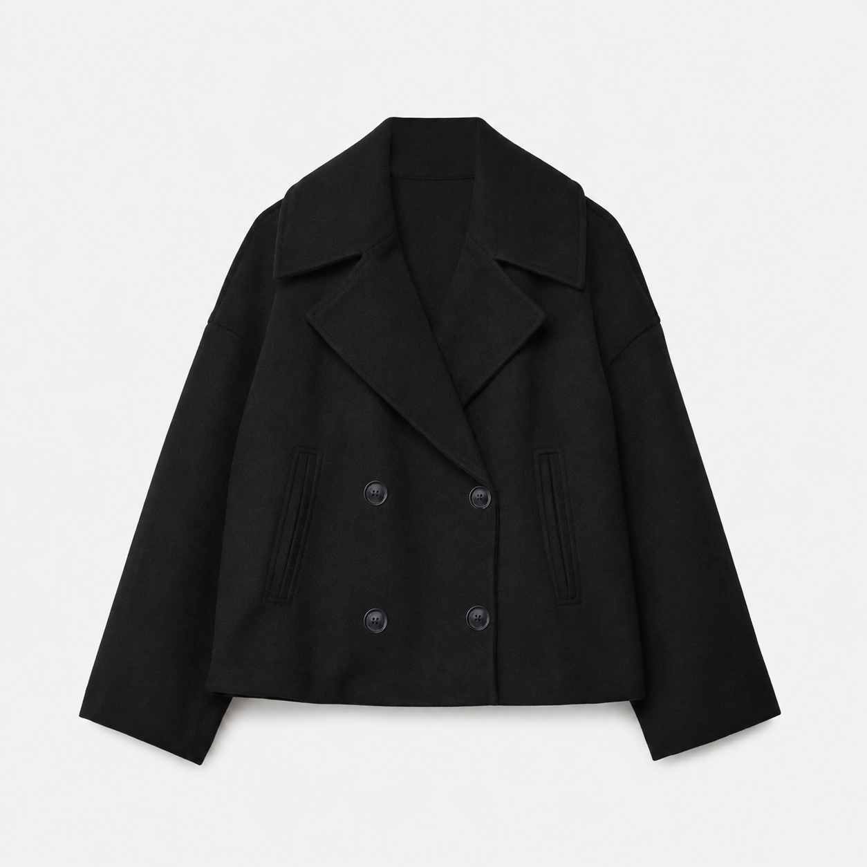 Veste mi-saison femme courte croisée à double boutonnage et poches 1