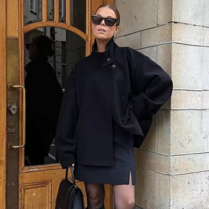 Veste mi-saison femme courte et ajustée à double boutonnage 1