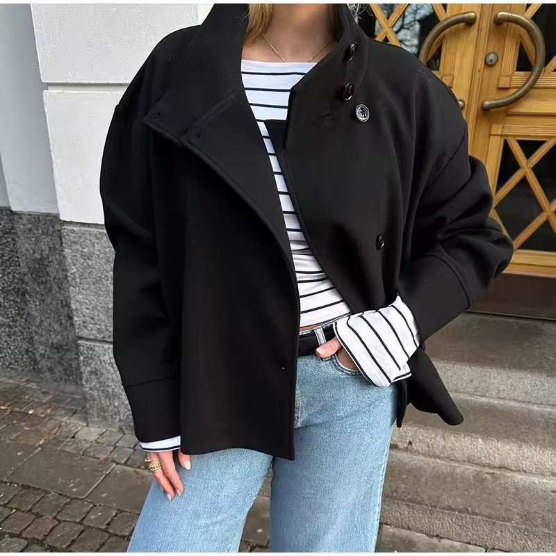 Veste mi-saison femme courte et ajustée à double boutonnage 7