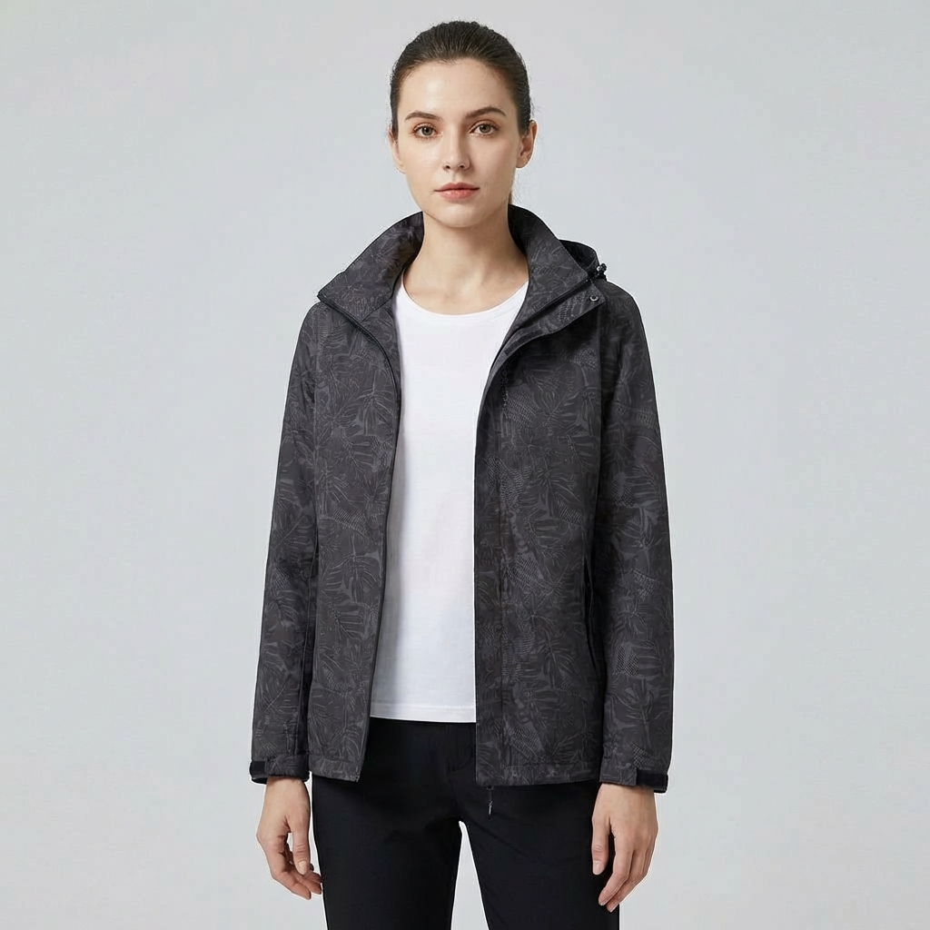 Veste mi-saison femme déperlante et coupe-vent à capuche et poches zippées 7