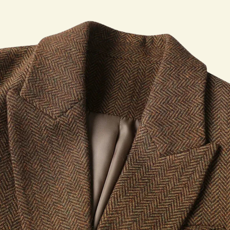 Veste mi-saison femme en tweed à double boutonnage, ceinture et manches 3/4 4