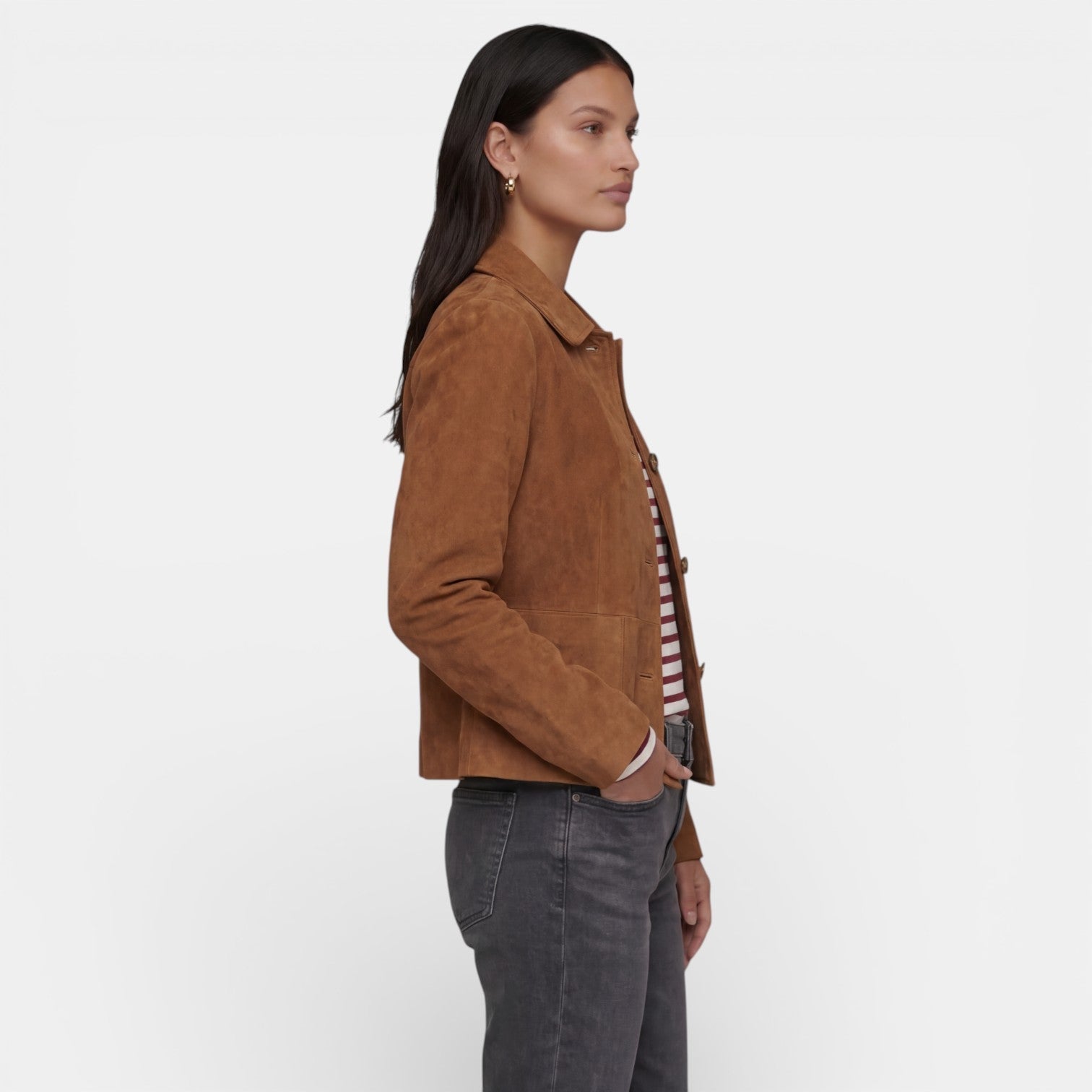 Veste mi-saison femme légère aspect daim à toucher doux 2