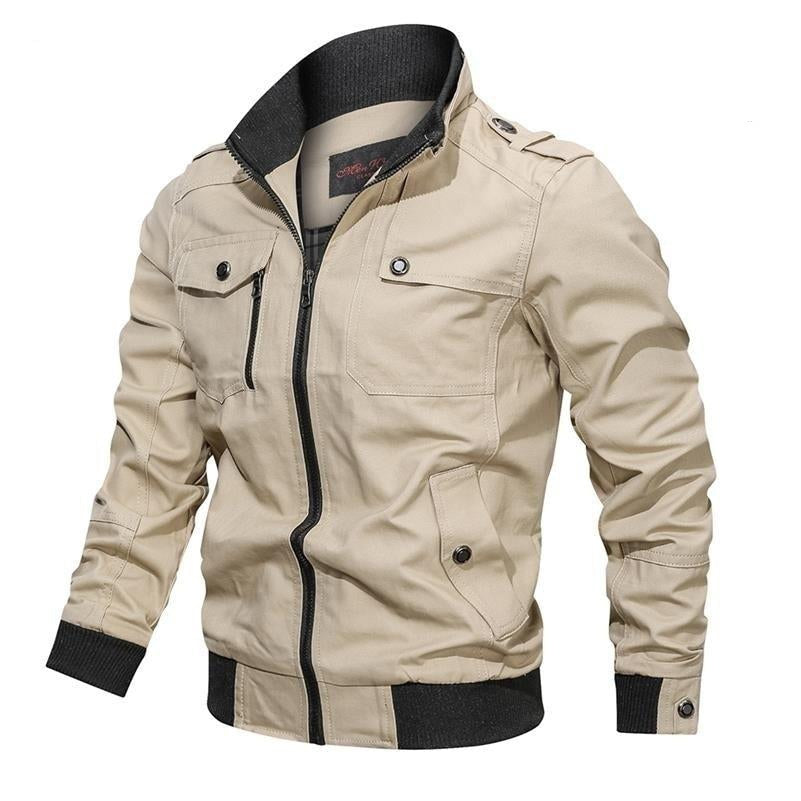 Veste mi-saison homme zippée à col rabattu avec poches et bords-côtes 1