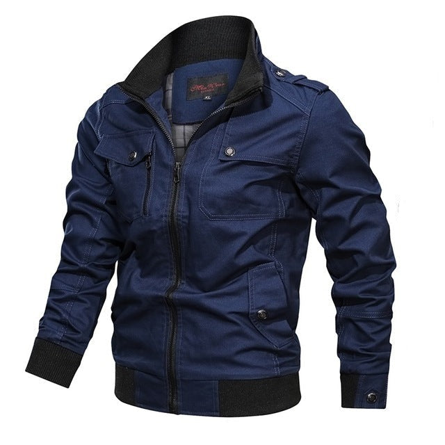 Veste mi-saison homme zippée à col rabattu avec poches et bords-côtes 5