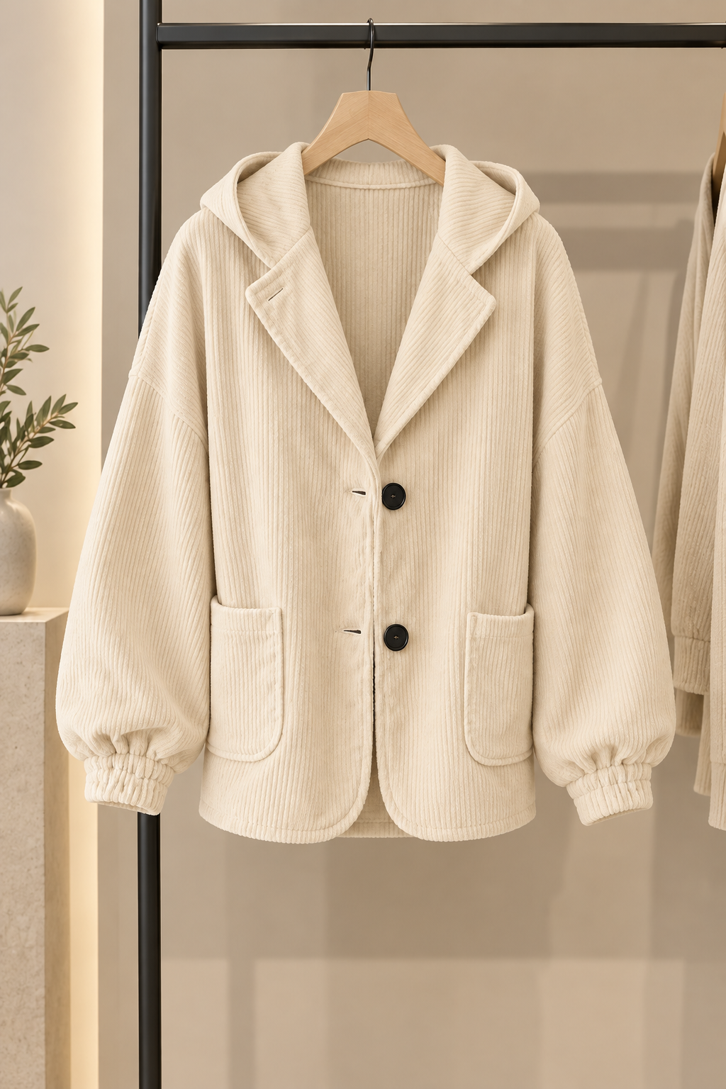 Veste oversize femme en velours côtelé à capuche 9