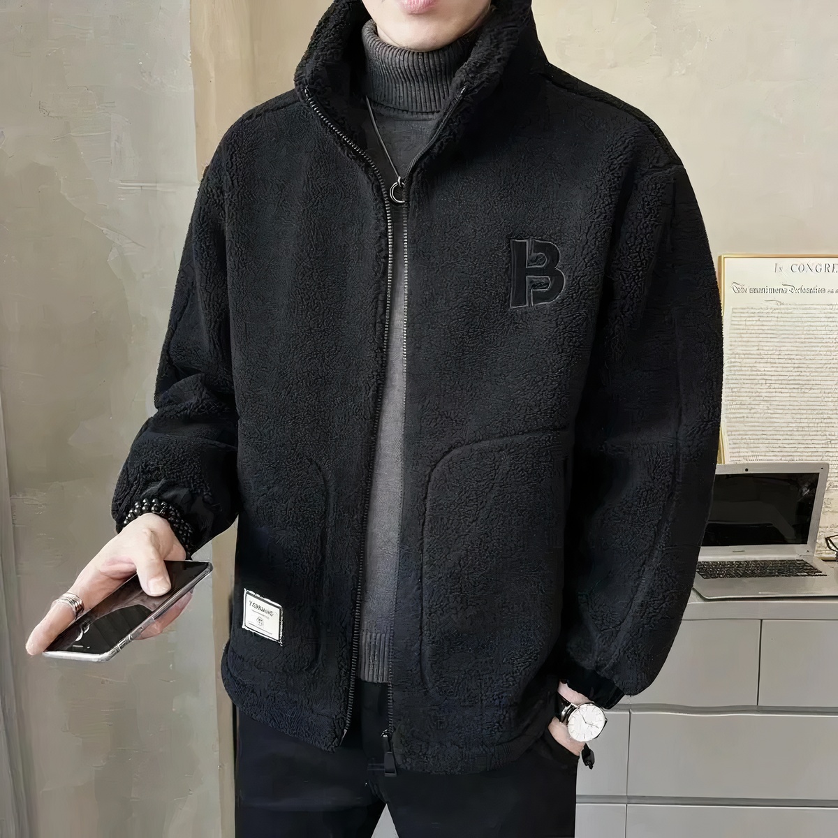 Veste polaire homme à col montant et fermeture zippée 3