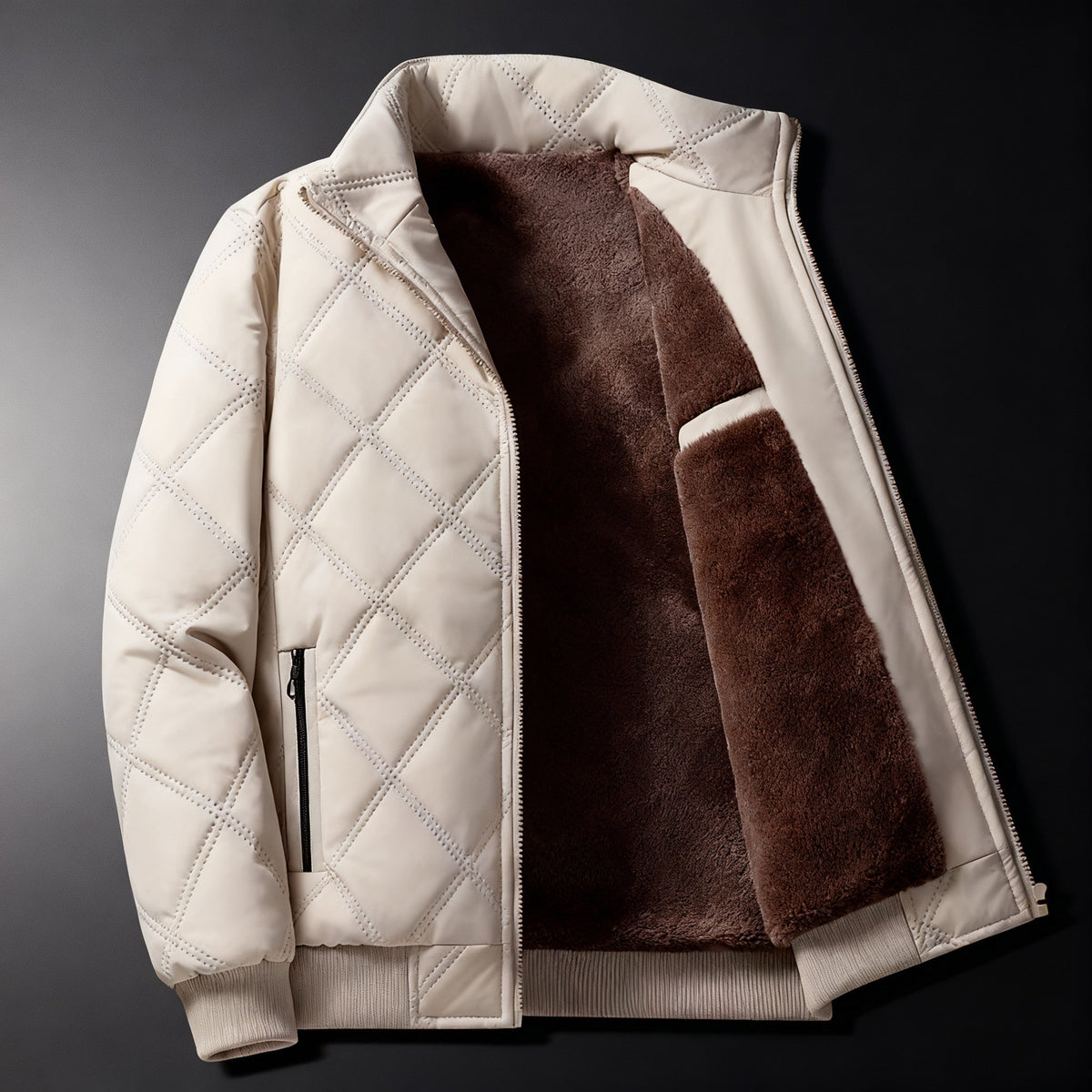 Veste polaire matelassée homme coupe-vent à fermeture zippée 2