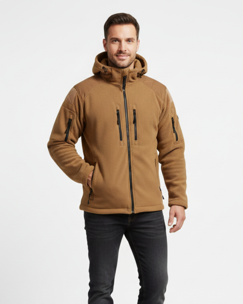 Veste polaire thermique homme militaire à capuche et poches 1