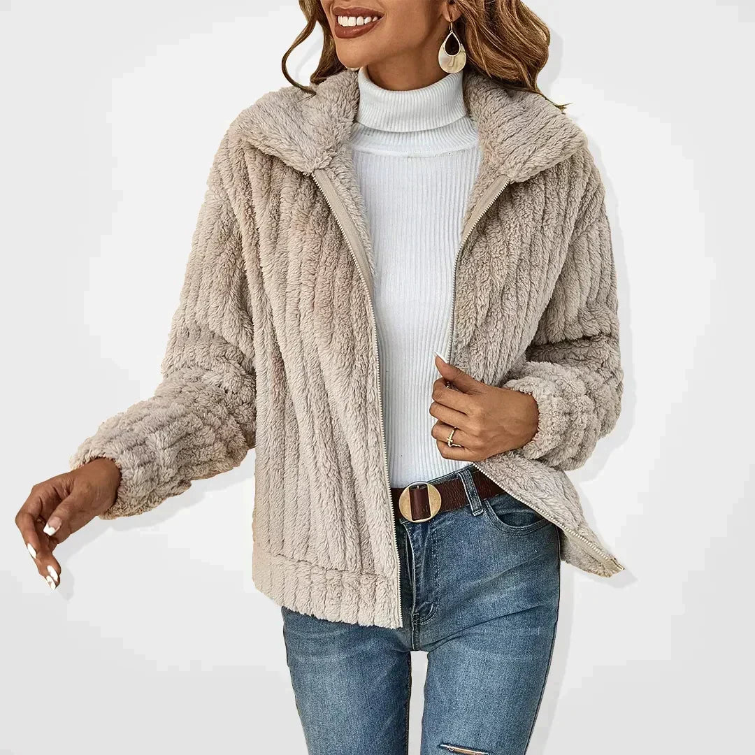 Veste teddy femme zippée à col 1