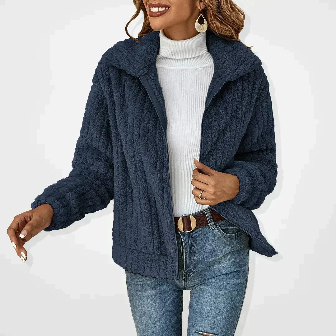 Veste teddy femme zippée à col 2