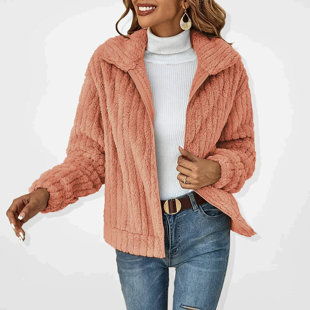 Veste teddy femme zippée à col 4