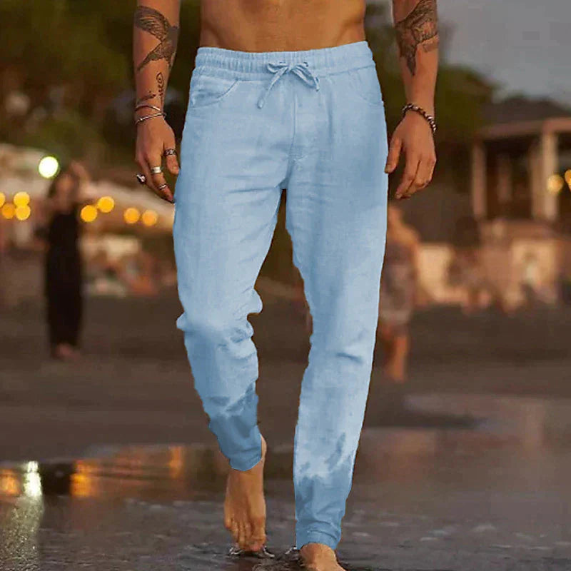 Pantalon homme en lin coupe décontractée – élégance naturelle et confort estival