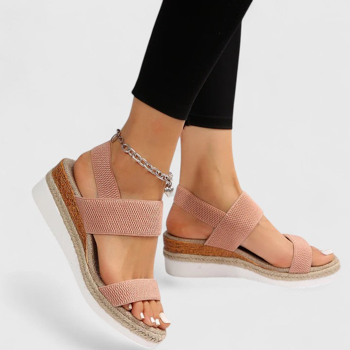 Eugénie – Sandales compensées à brides élastiques femme
