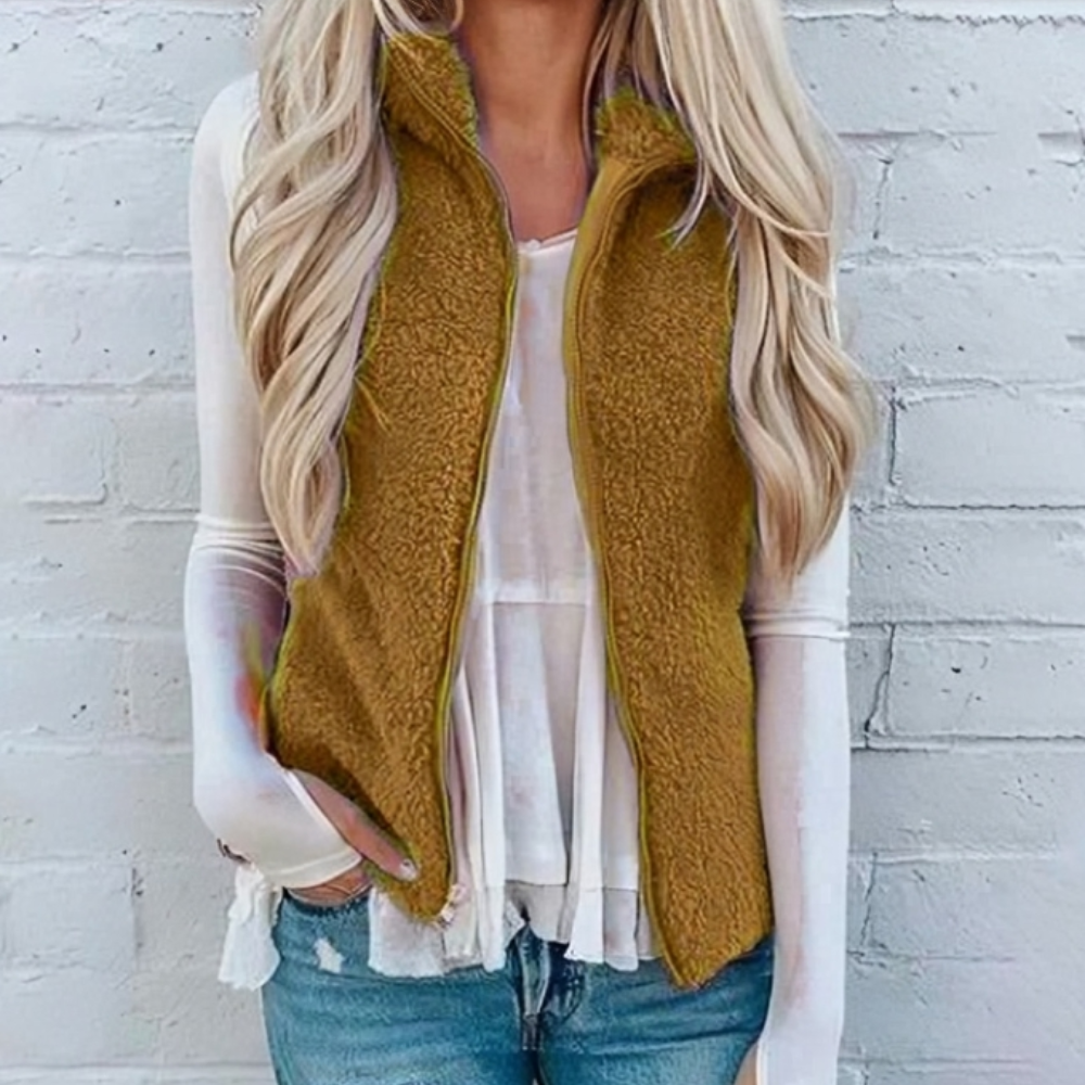 Agnès – Gilet sans manches femme zippé