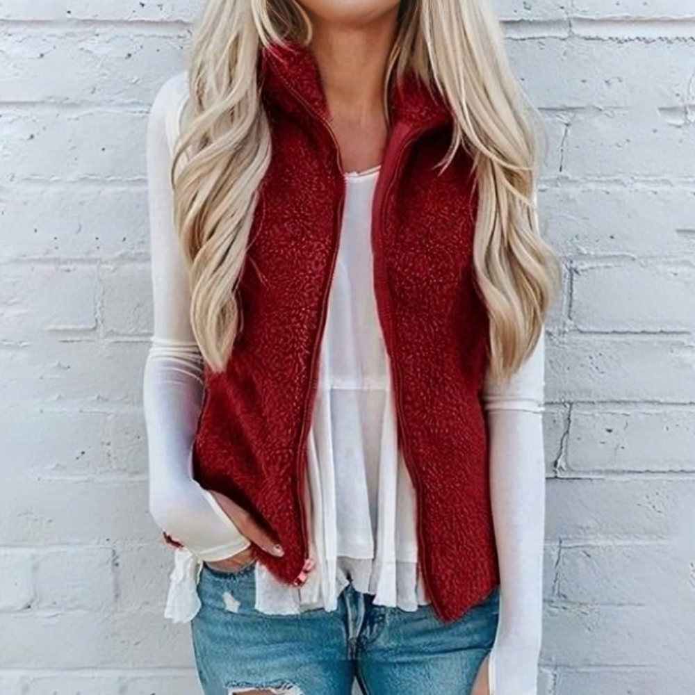 Agnès – Gilet sans manches femme zippé