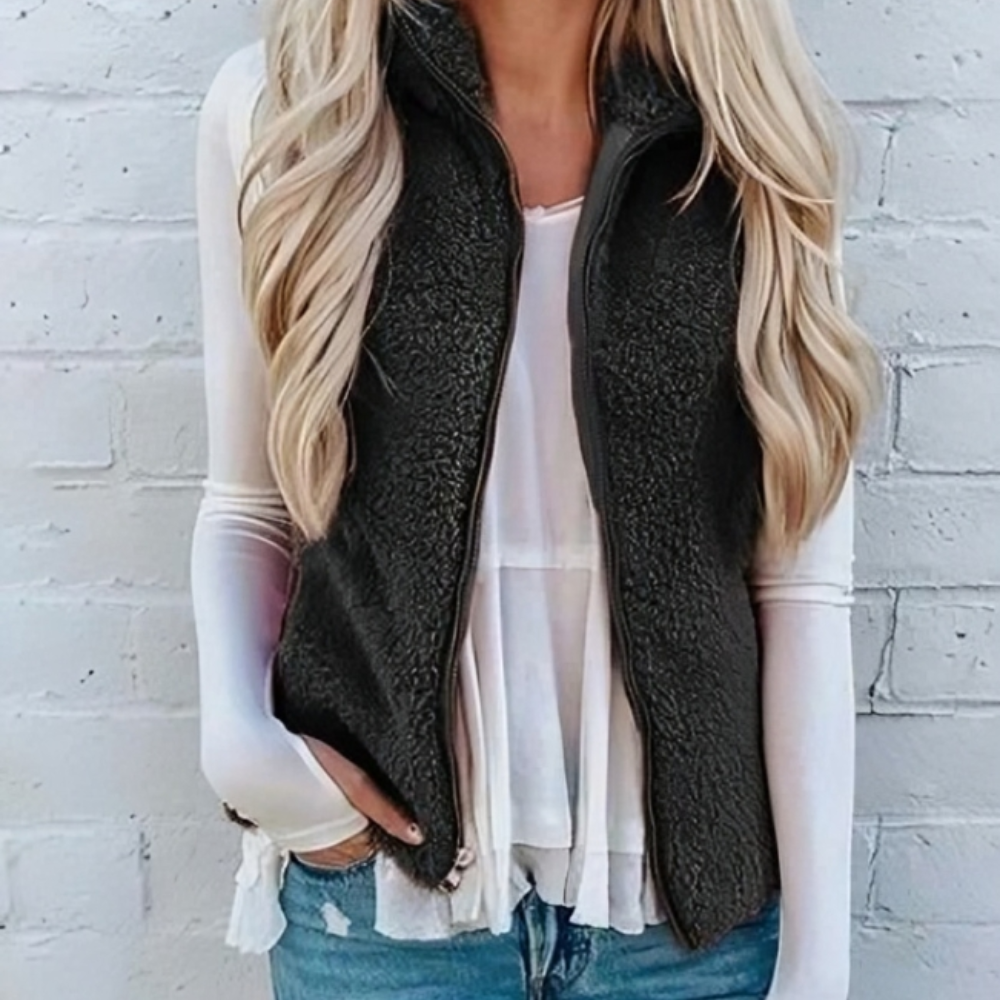 Agnès – Gilet sans manches femme zippé